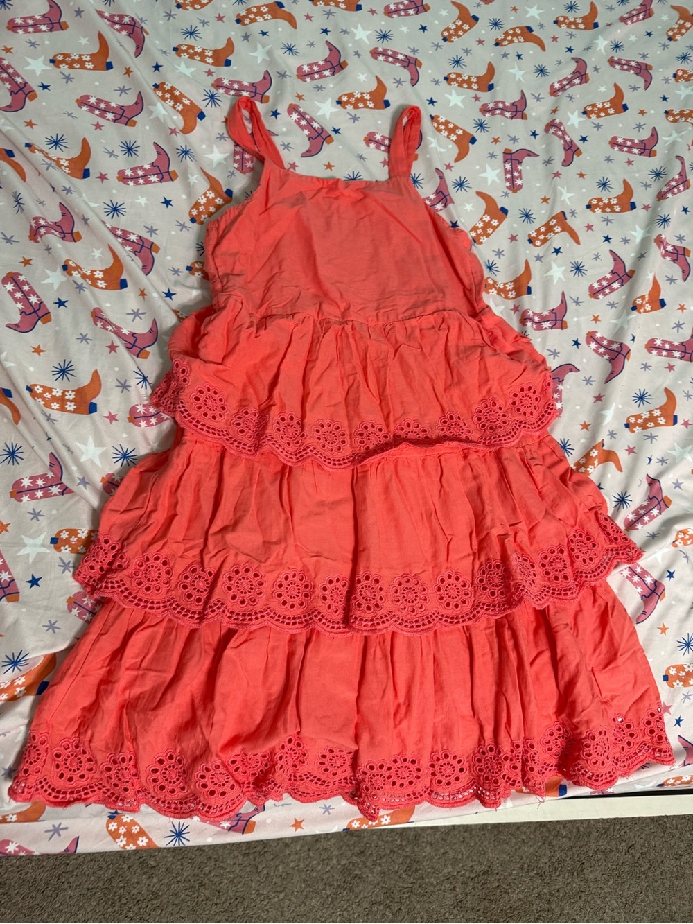 Old Navy Coral Tiered Eyelet Sundress